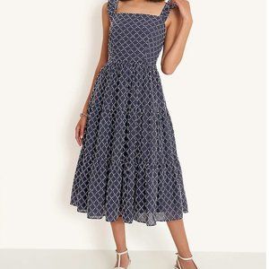 Ann Taylor Lattice Ruffle Tiered Midi Dress